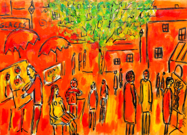 Peinture intitulée "Bande d'artistes" par Jean Mirre, Œuvre d'art originale, Huile