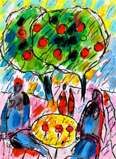 Peinture intitulée "Pommes et cidre" par Jean Mirre, Œuvre d'art originale, Huile