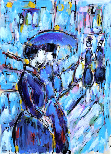 Malerei mit dem Titel "Sous l'ombrelle" von Jean Mirre, Original-Kunstwerk, Öl