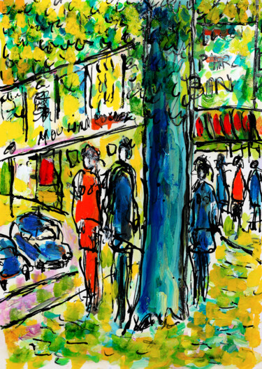 Peinture intitulée "Place Blanche" par Jean Mirre, Œuvre d'art originale, Huile