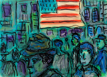 Painting titled "Déprime USA" by Jean Mirre, Original Artwork, Oil