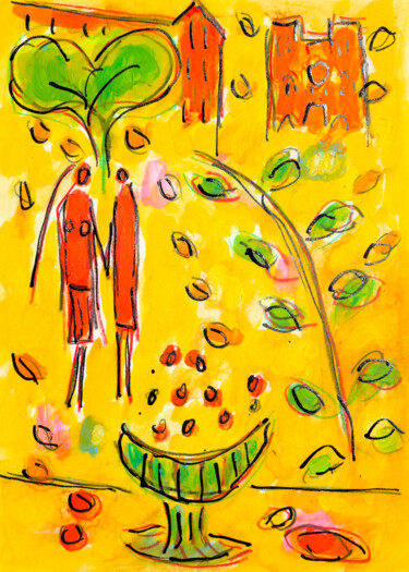 绘画 标题为“Les amours jaunes…” 由Jean Mirre, 原创艺术品, 油