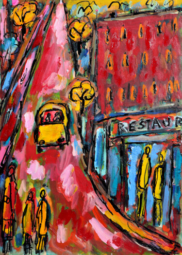 Painting titled "Resto routier" by Jean Mirre, Original Artwork, Oil