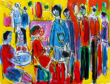 Картина под названием "Lunch break" - Jean Mirre, Подлинное произведение искусства, Масло