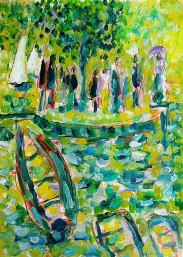 Картина под названием "La Grenouillère d'a…" - Jean Mirre, Подлинное произведение искусства, Масло