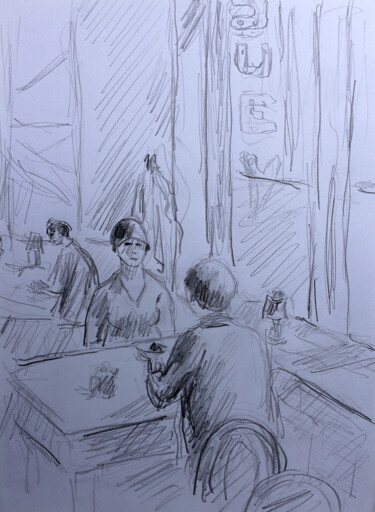 Drawing titled "Hopper" by Jean Mirre, Original Artwork, Pencil