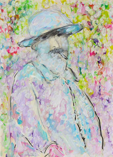 Pintura intitulada "Portrait de Monet" por Jean Mirre, Obras de arte originais, Óleo
