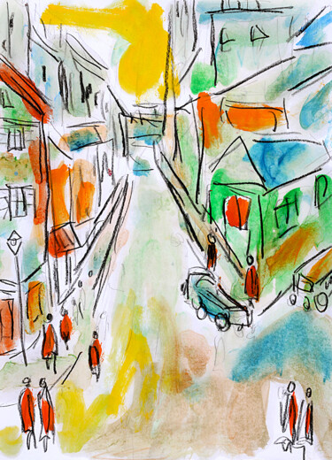 Pintura titulada "Basic Street" por Jean Mirre, Obra de arte original, Oleo