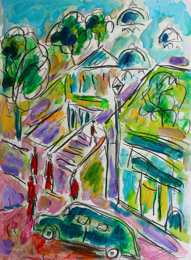 Peinture intitulée "Les escaliers de Mo…" par Jean Mirre, Œuvre d'art originale, Huile