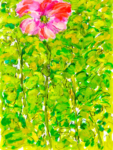 Peinture intitulée "Rose trémière1" par Jean Mirre, Œuvre d'art originale, Huile