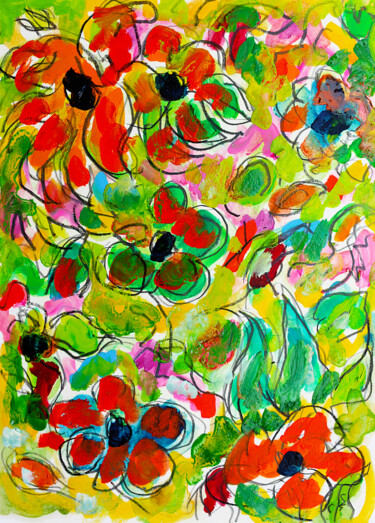Peinture intitulée "Végétation1" par Jean Mirre, Œuvre d'art originale, Huile