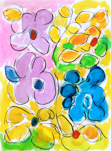 Картина под названием "Couleurs printemps" - Jean Mirre, Подлинное произведение искусства, Масло