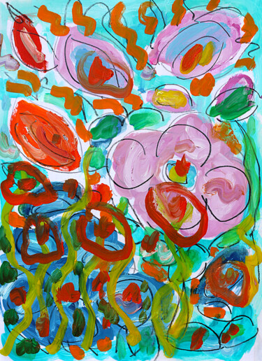 Malarstwo zatytułowany „Vase de fleurs” autorstwa Jean Mirre, Oryginalna praca, Olej