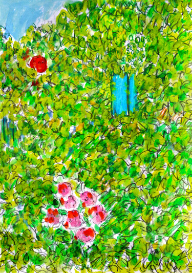 Картина под названием "Garden love" - Jean Mirre, Подлинное произведение искусства, Масло