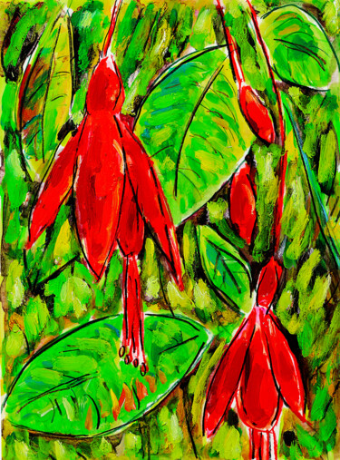 Malerei mit dem Titel "Fuchsia1  SOLD" von Jean Mirre, Original-Kunstwerk, Öl