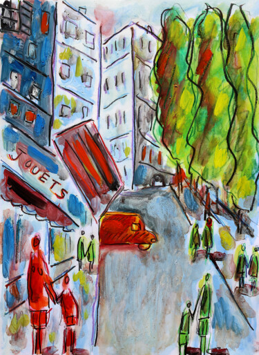 Malerei mit dem Titel "Petite ville" von Jean Mirre, Original-Kunstwerk, Öl