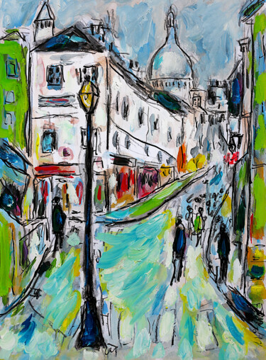 Картина под названием "Paris Montmartre" - Jean Mirre, Подлинное произведение искусства, Масло