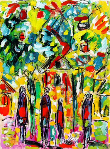 Painting titled "Eh les gens, ça brû…" by Jean Mirre, Original Artwork, Oil