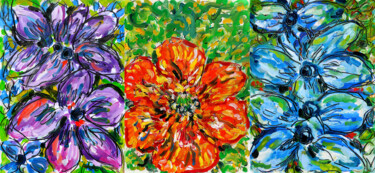 Malerei mit dem Titel "Flowers and power" von Jean Mirre, Original-Kunstwerk, Öl