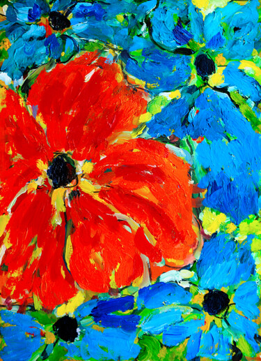 Peinture intitulée "Fleurs et sentiments" par Jean Mirre, Œuvre d'art originale, Huile