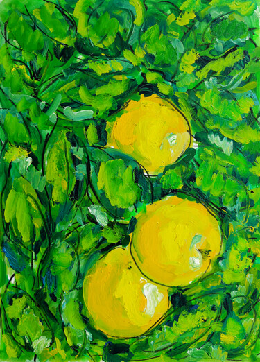 Painting titled "Pommes au verger" by Jean Mirre, Original Artwork, Oil