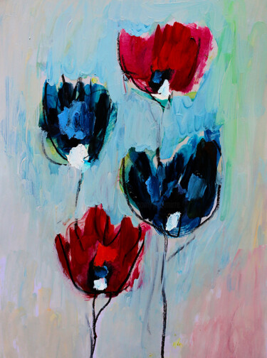 Peinture intitulée "Quelques roses" par Jean Mirre, Œuvre d'art originale, Huile