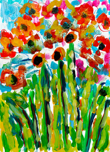 Картина под названием "Lumière des fleurs" - Jean Mirre, Подлинное произведение искусства, Масло