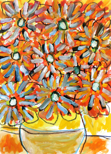 Peinture intitulée "Vase de fleurs1" par Jean Mirre, Œuvre d'art originale, Huile