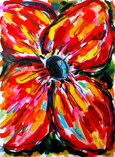 Painting titled "Wild flower" by Jean Mirre, Original Artwork, Oil