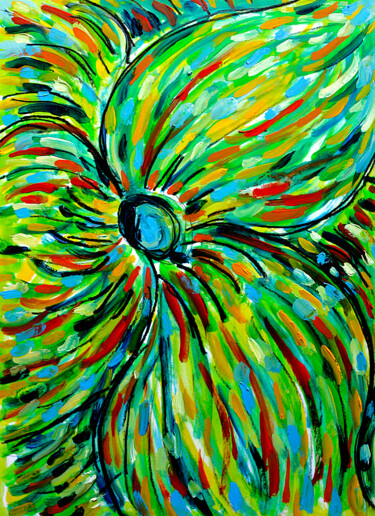 Painting titled "Green swirl" by Jean Mirre, Original Artwork, Oil