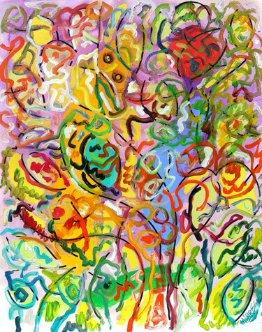 Pintura titulada "Génie des plantes" por Jean Mirre, Obra de arte original, Oleo