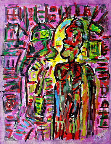 Peinture intitulée "Le prisonnier" par Jean Mirre, Œuvre d'art originale, Huile