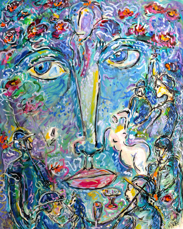 Schilderij getiteld "Conscience1" door Jean Mirre, Origineel Kunstwerk, Olie