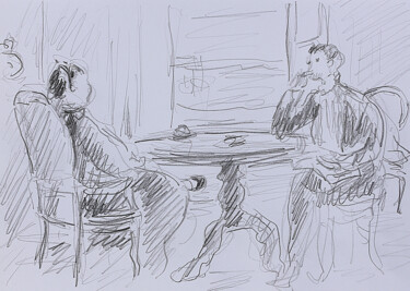 Drawing titled "Conversation2" by Jean Mirre, Original Artwork, Pencil