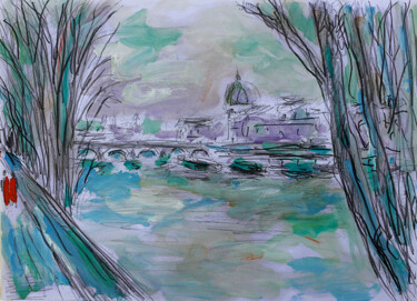 Картина под названием "Hiver à Paris" - Jean Mirre, Подлинное произведение искусства, Масло