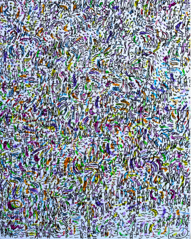 Painting titled "STREET CROWD" by Jean Mirre, Original Artwork, Acrylic