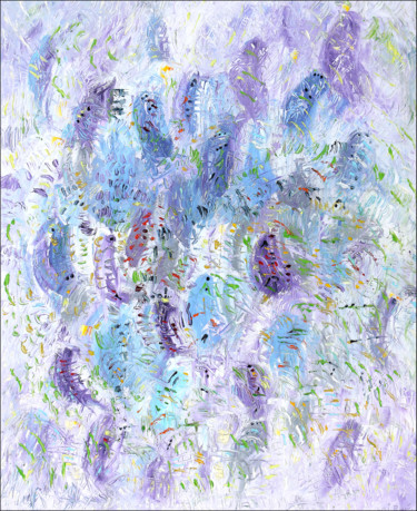 Картина под названием "PURPLE STORY1" - Jean Mirre, Подлинное произведение искусства, Масло Установлен на Деревянная рама дл…