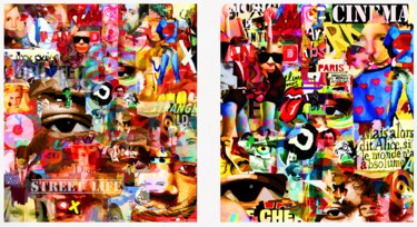 Digitale Kunst mit dem Titel "STREET LIFE diptych" von Jean Mirre, Original-Kunstwerk