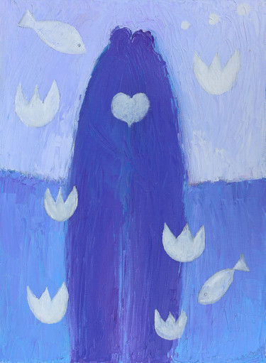 Painting titled "BLUE VALENTINE" by Jean Mirre, Original Artwork, Oil