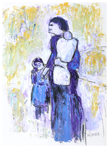 Peinture intitulée "La mère (Hommage à…" par Jean Mirre, Œuvre d'art originale, Huile
