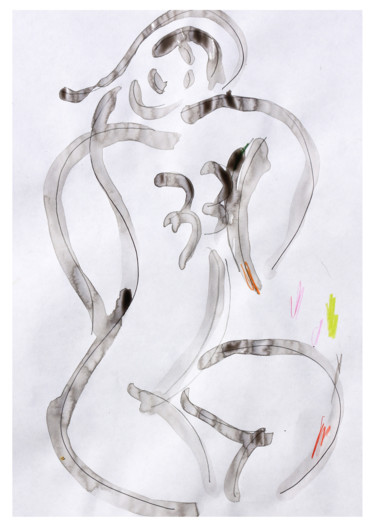 Pintura titulada "Nu abstrait" por Jean Mirre, Obra de arte original, Tinta