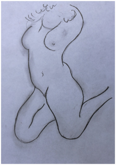 Dibujo titulada "modèle nu (d'après…" por Jean Mirre, Obra de arte original, Lápiz