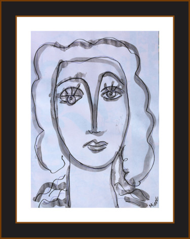 Painting titled "SAD EYED LADY  (d'a…" by Jean Mirre, Original Artwork, Ink