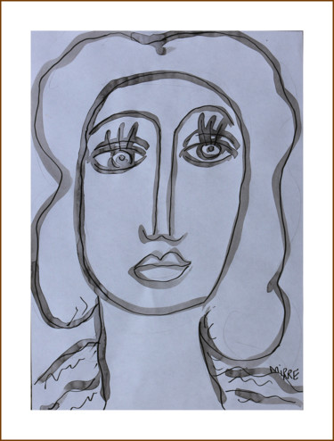 Peinture intitulée "LADY GREY" par Jean Mirre, Œuvre d'art originale, Encre