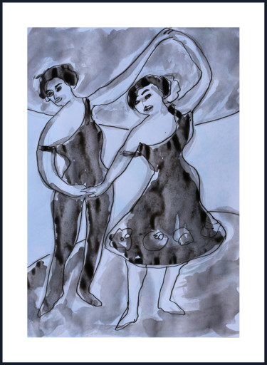 Schilderij getiteld ""Les danseuses de V…" door Jean Mirre, Origineel Kunstwerk, Inkt