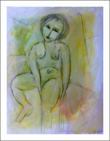 Painting titled "Modèle" by Jean Mirre, Original Artwork, Oil