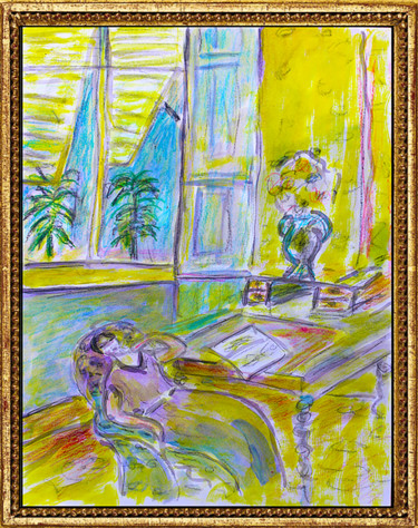 Pintura intitulada "La chambre jaune (d…" por Jean Mirre, Obras de arte originais, Tinta