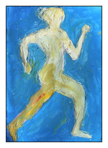 Peinture intitulée "BLUE RUNNER" par Jean Mirre, Œuvre d'art originale, Huile
