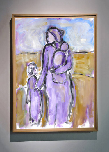 Painting titled "Femme et enfants (D…" by Jean Mirre, Original Artwork, Oil