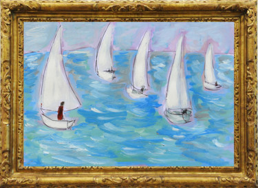 Painting titled "C'est la mer qui pr…" by Jean Mirre, Original Artwork, Oil